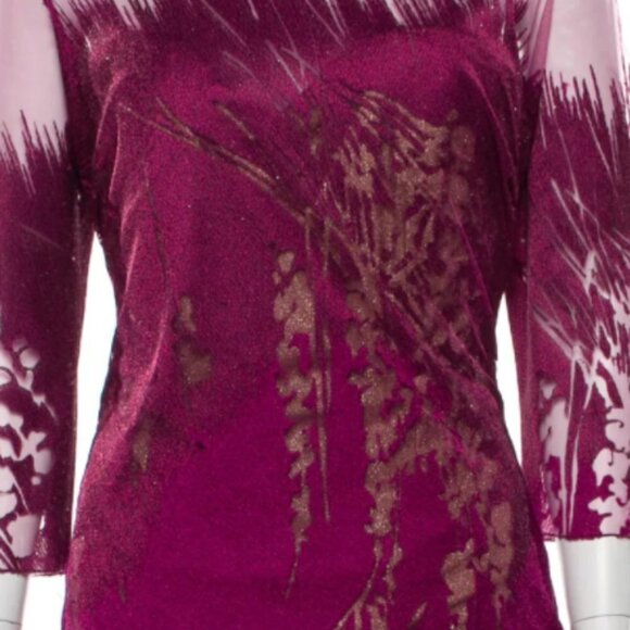 RENE RUIZ Magenta Pink Burnout Tulle Printed Dress - Picture 4 of 6